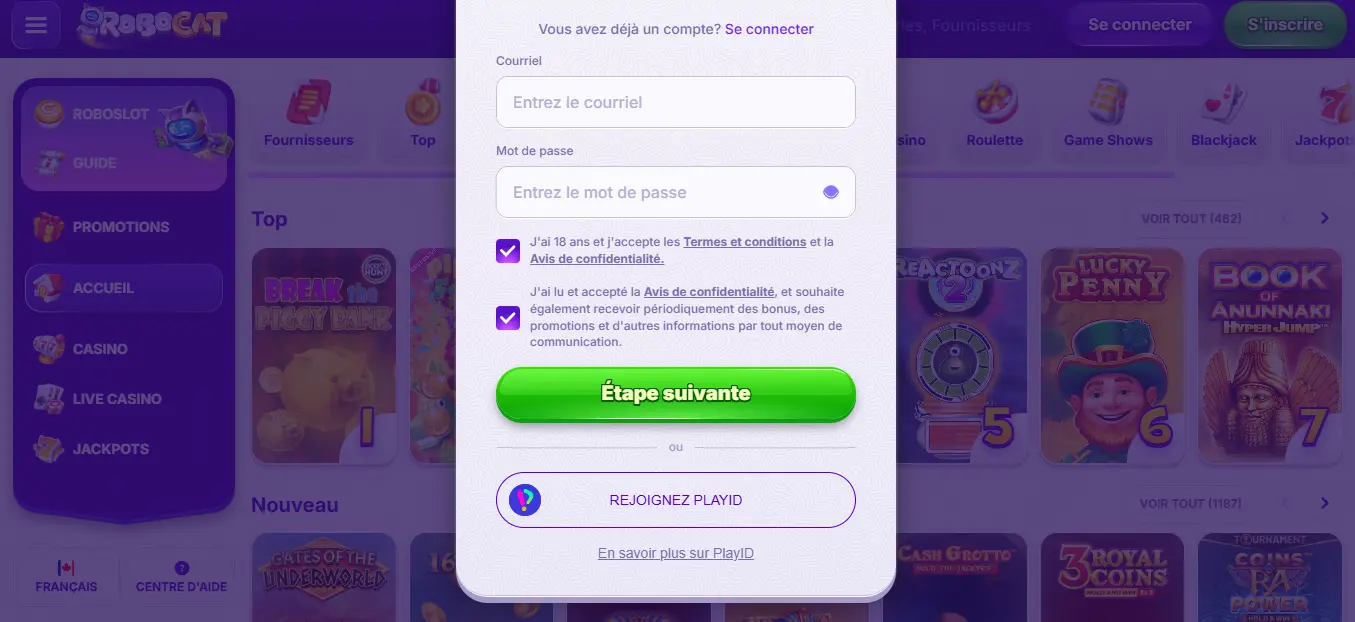Inscription et connexion sur un casino fiable en ligne